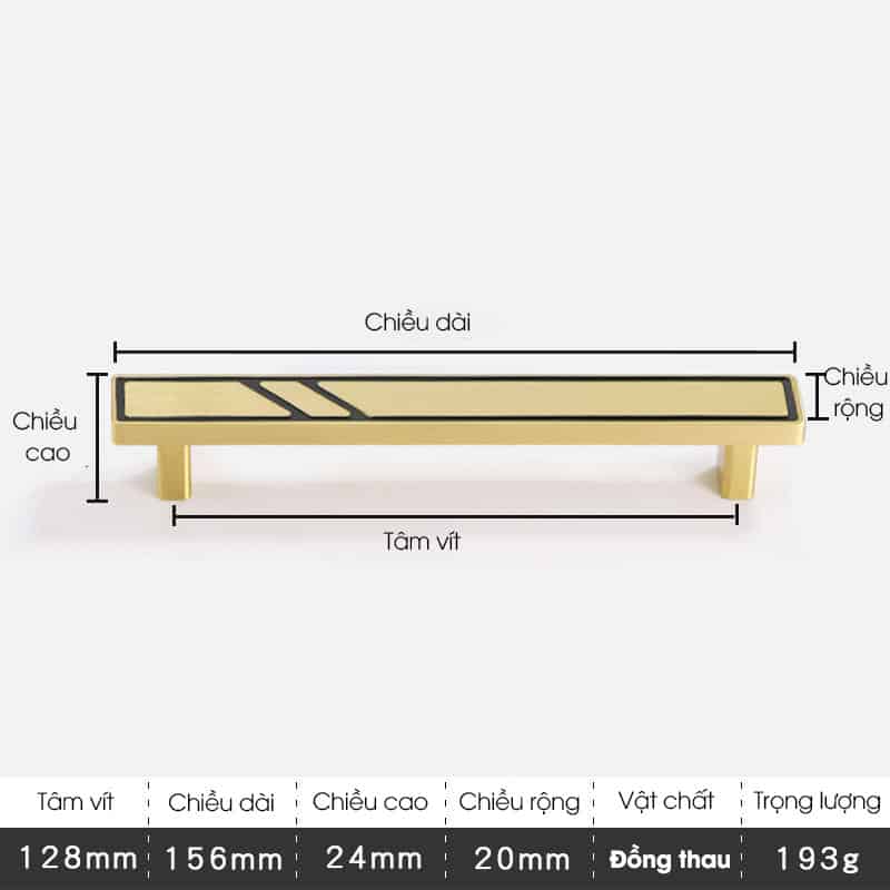 Tay nắm tủ đồng vàng hiện đại tối giản T2943 19