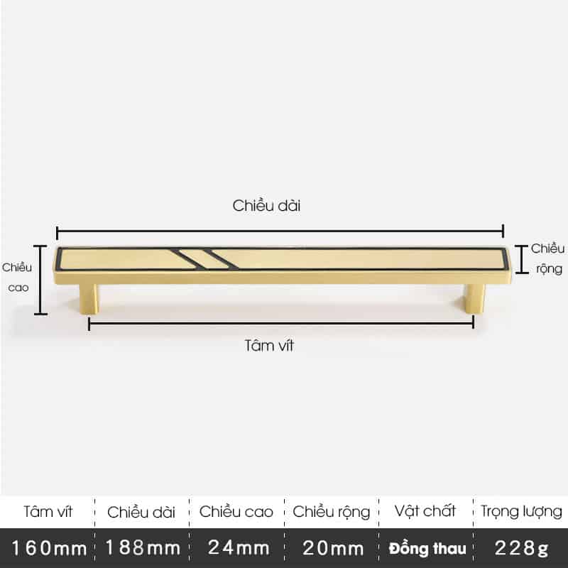 Tay nắm tủ đồng vàng hiện đại tối giản T2943 20