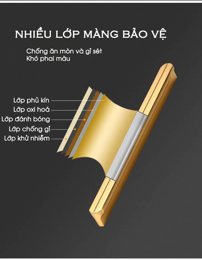 Tay nắm tủ nhôm dài cho tủ quần áo màu vàng ALS9016G 20