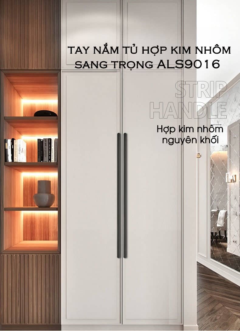 Tay nắm tủ nhôm dài cho tủ quần áo màu vàng ALS9016G 11