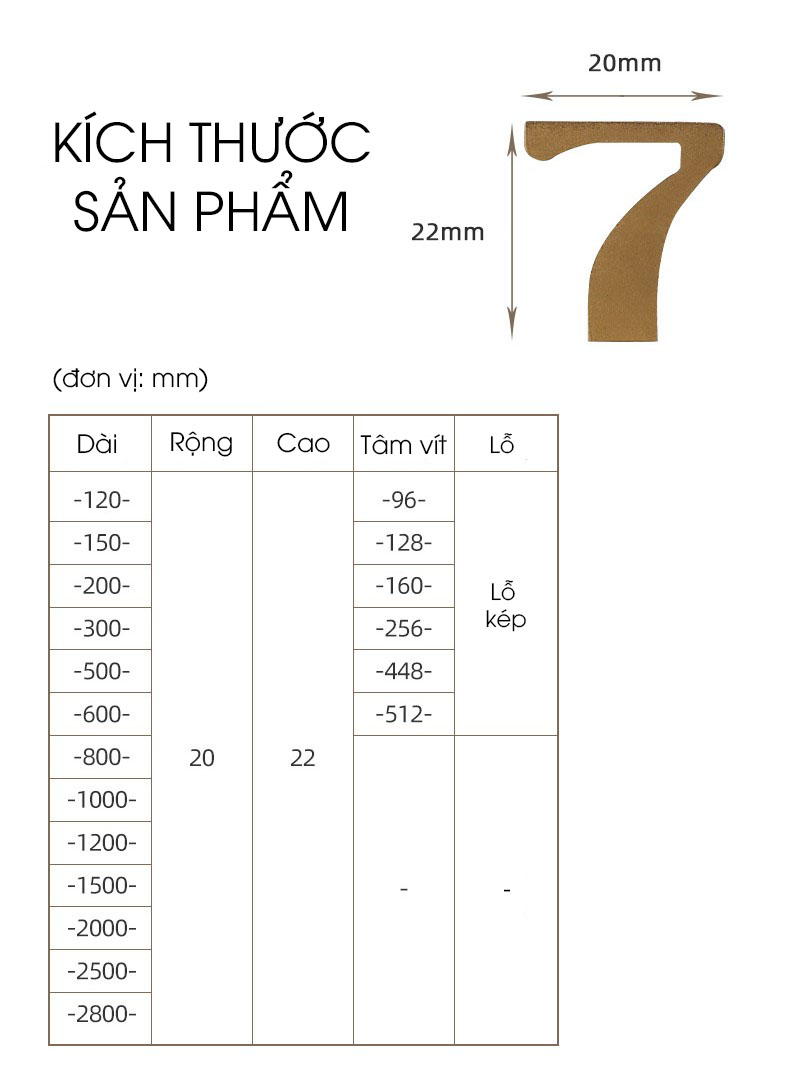 Tay nắm tủ hợp kim nhôm màu vàng sang trọng AS6107-B 11