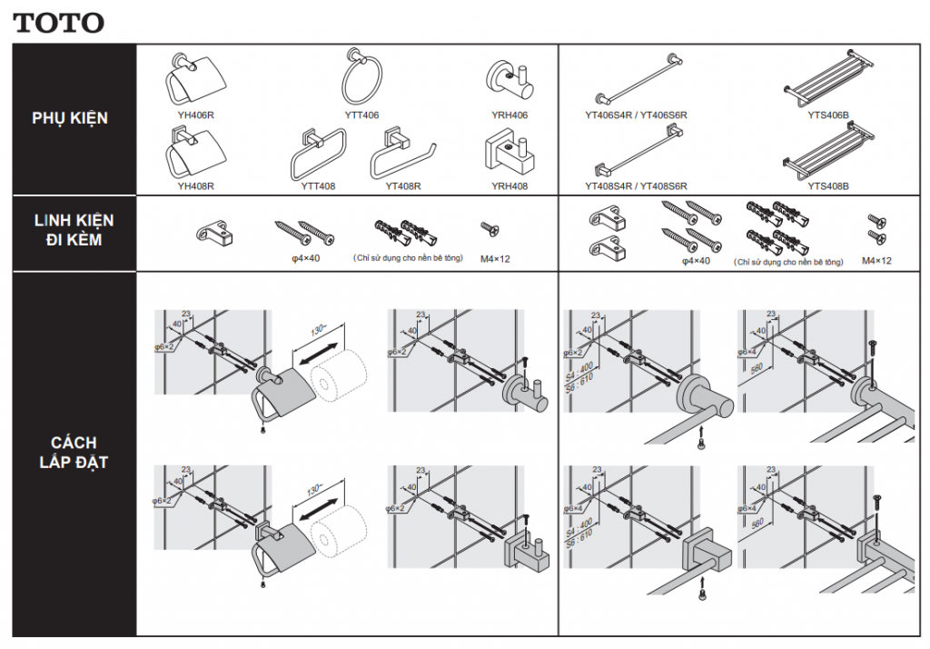 Thanh treo khăn cao cấp L Collection TOTO YT406S4RV 2
