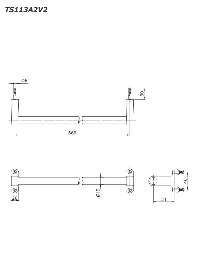 Thanh treo khăn đơn cao cấp TOTO TS113A2V2 1