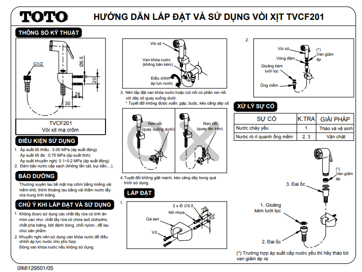 Vòi xịt vệ sinh phòng tắm Inox TOTO TVCF201 2