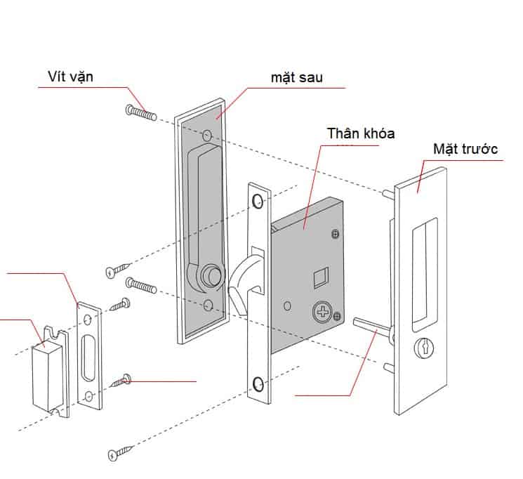 Khóa cửa lùa cửa trượt bằng kẽm góc vuông ZZT8026 13