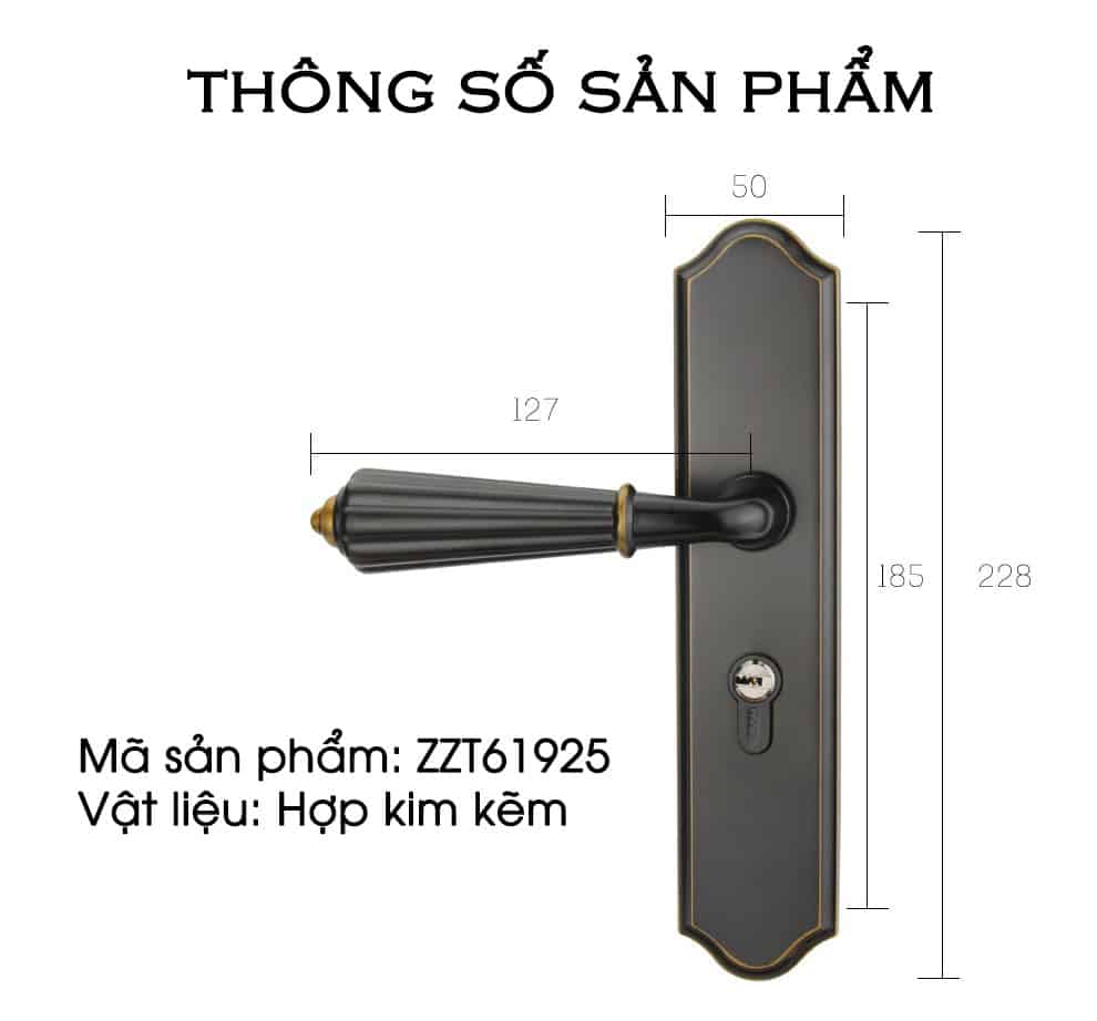 Khóa cửa phòng hợp kim kẽm cổ điển ZZT61925 27