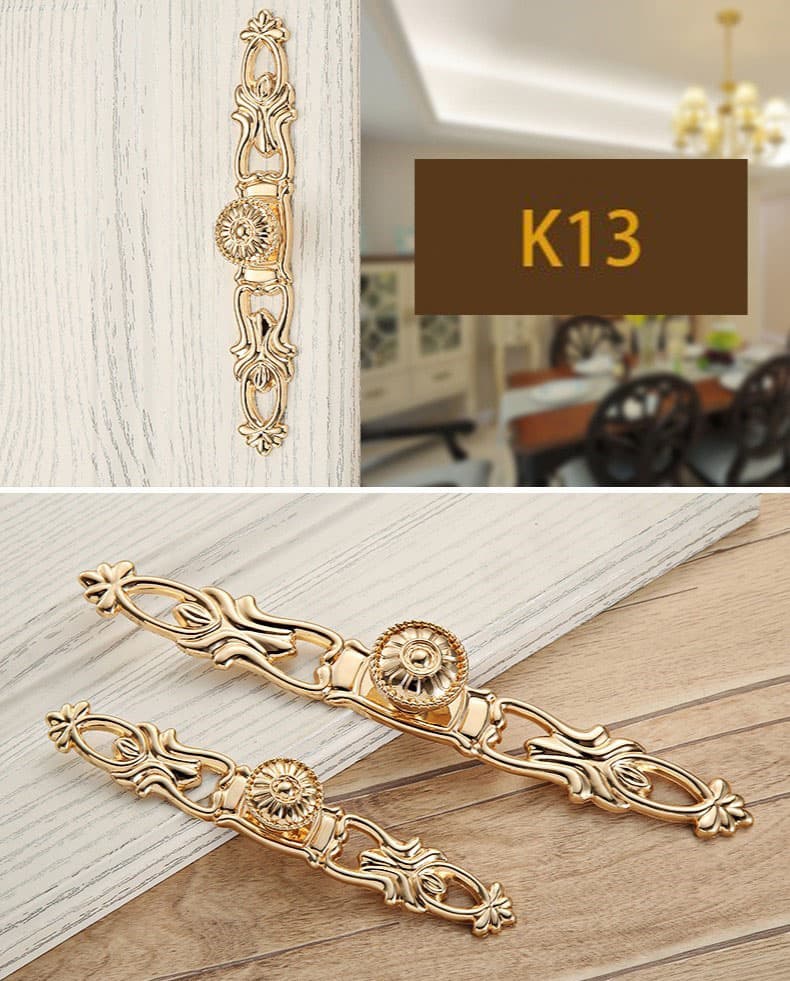 Tay nắm tủ cổ điển màu vàng luxury gold OFI-K13 4