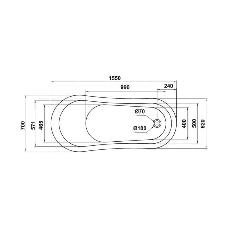 Bồn tắm độc lập Nagoya hình bầu dục 1550 Hafele 588.99.630 8