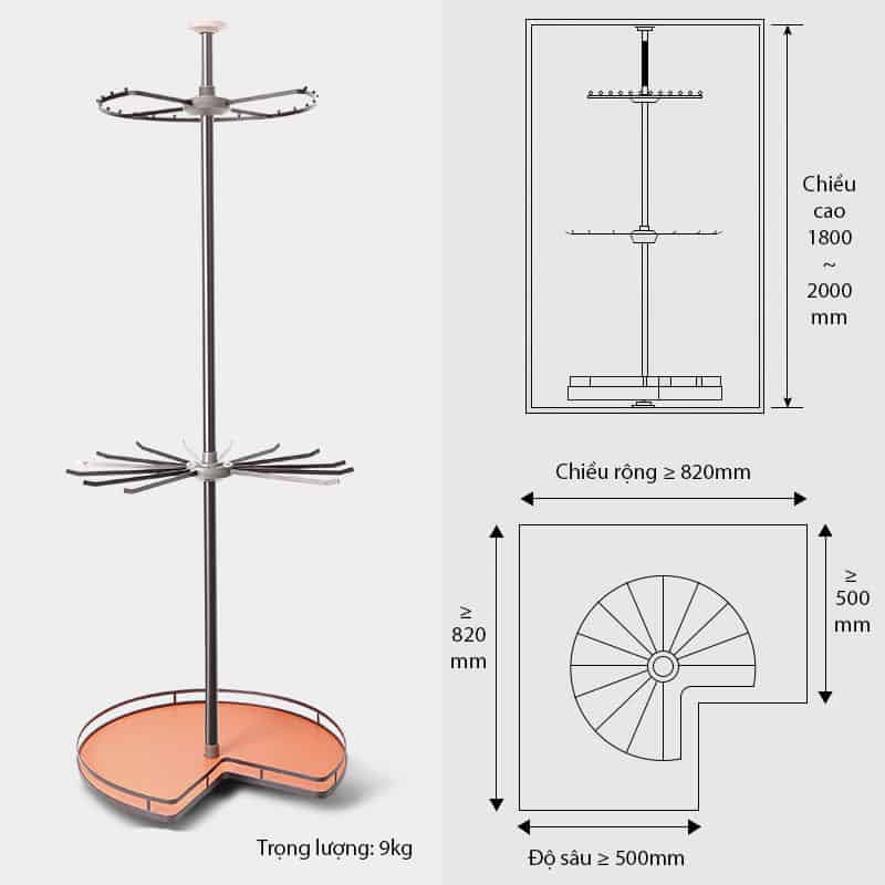 Giá xoay 2 tầng cao cấp treo quần áo SY02 16