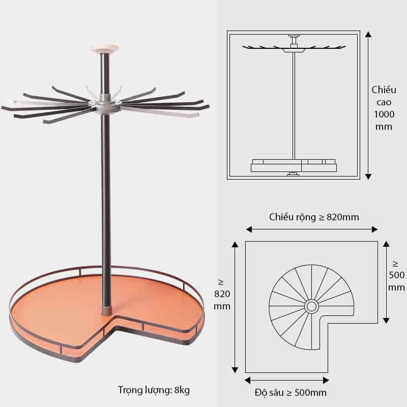 Giá xoay 2 tầng cao cấp treo quần áo SY02 17