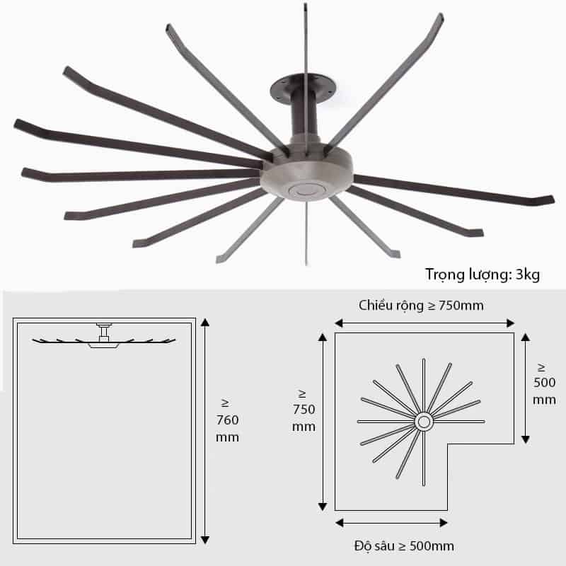 Giá xoay 2 tầng cao cấp treo quần áo SY02 20