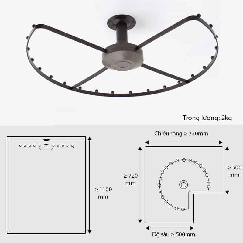 Giá xoay 2 tầng cao cấp treo quần áo SY02 22