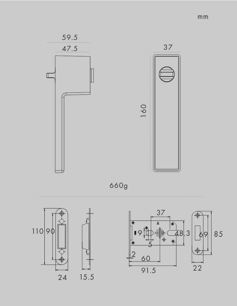 Khoá cửa đồng hiện đại cho phòng tắm KDC1963 9