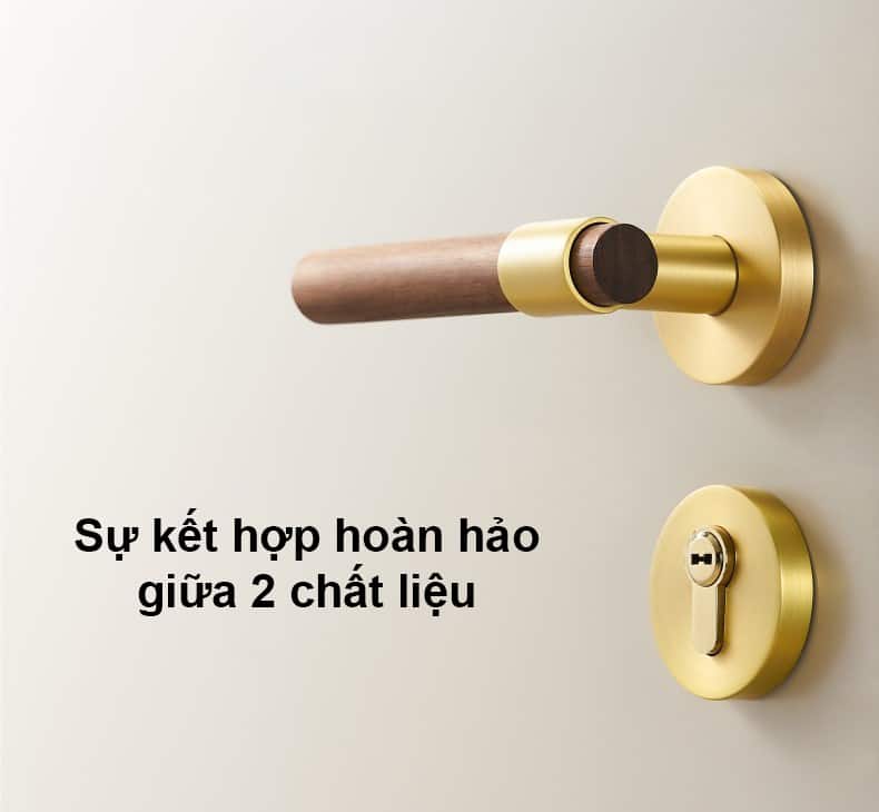 Khóa cửa đồng tay gỗ hiện đại tối giản KDC5244 9