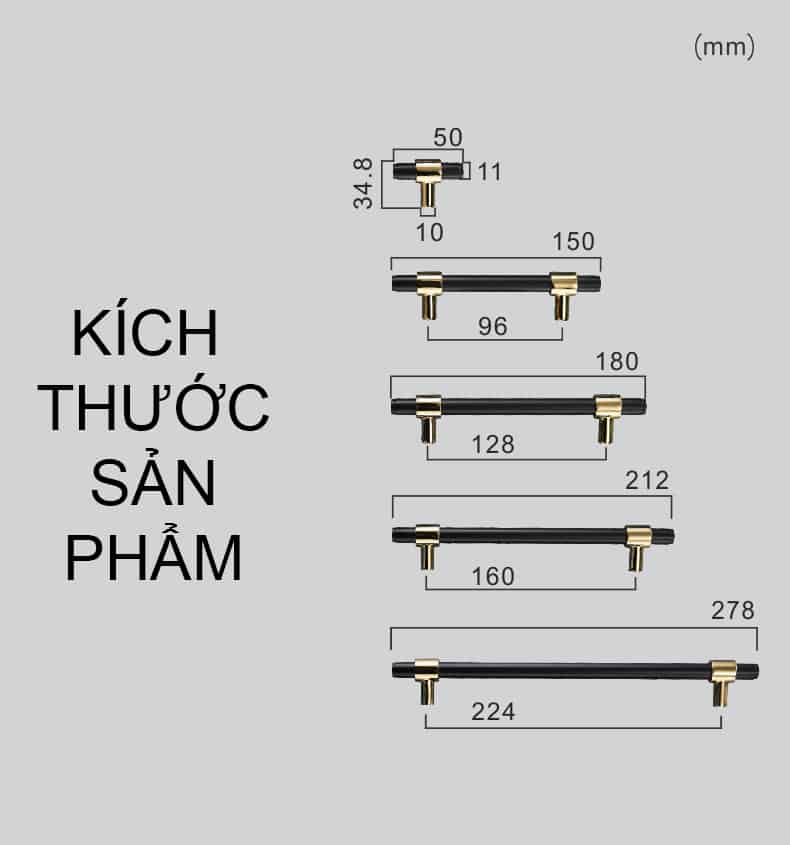 Tay nắm tủ gỗ tối giản màu vàng đen DC9359 11