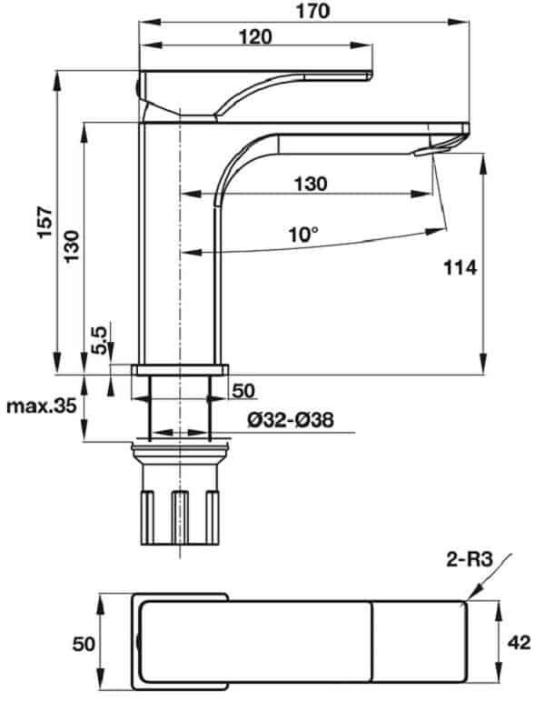 Vòi lavabo nóng lạnh Regal 110 Hafele 495.61.120 8