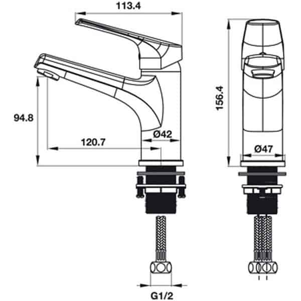 Vòi lavabo nóng lạnh Vigor 90 Hafele 495.61.139 10