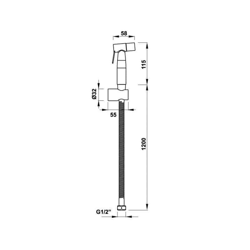 Vòi xịt vệ sinh có giá đỡ và dây sen 120 Hafele 485.95.032 15