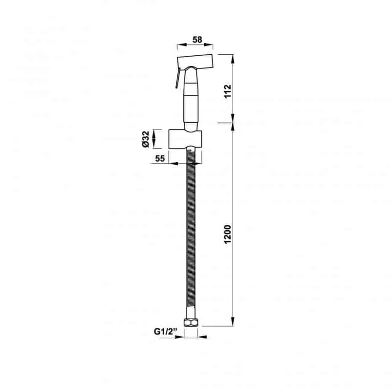 Vòi xịt vệ sinh có giá đỡ và dây sen 120 Hafele 589.25.991 15