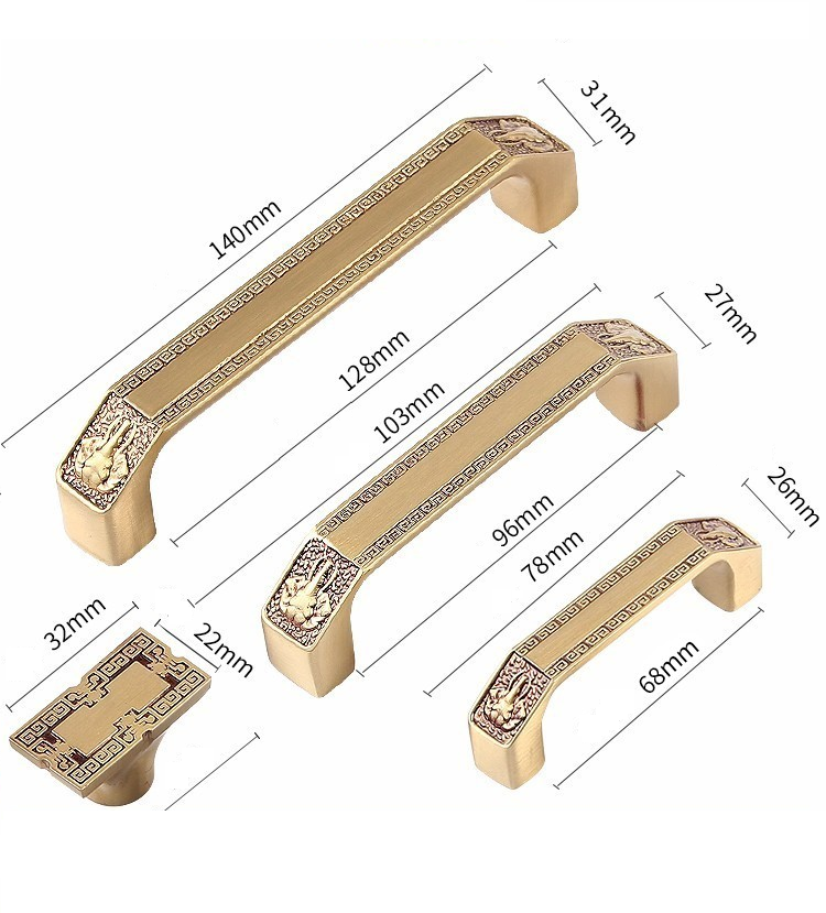 Tay nắm tủ cổ điển đồng vàng hồng MJ081400RG 8