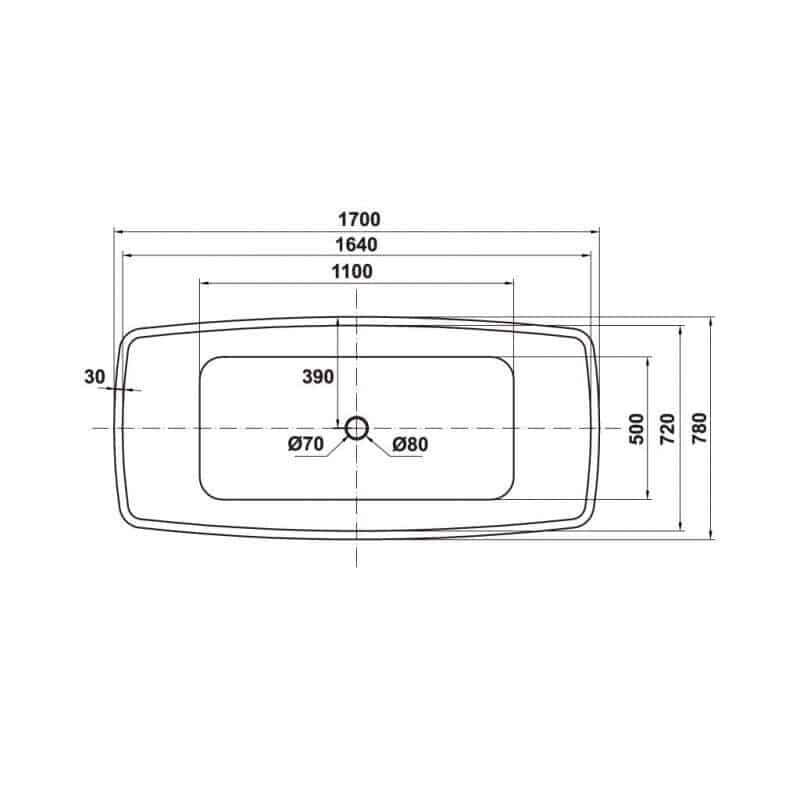 Bồn tắm Nagoya hình chữ nhật 1700 Hafele 588.99.610 6