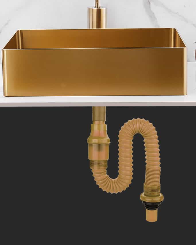 Bộ vòi lavabo thép không gỉ mạ vàng cao cấp SX9626 9