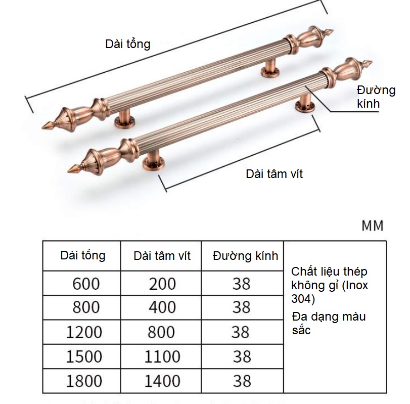 Tay nắm cửa kính cửa gỗ biệt thự khách sạn QB-0012 7