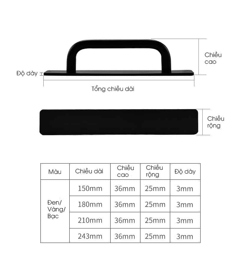 Tay nắm cửa tủ hợp kim nhôm màu bạc ALS539-C 10