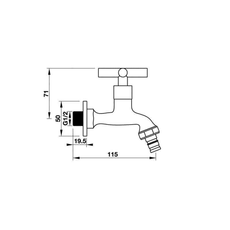 Vòi lạnh gắn tường bằng đồng Compact Hafele 495.61.020 6